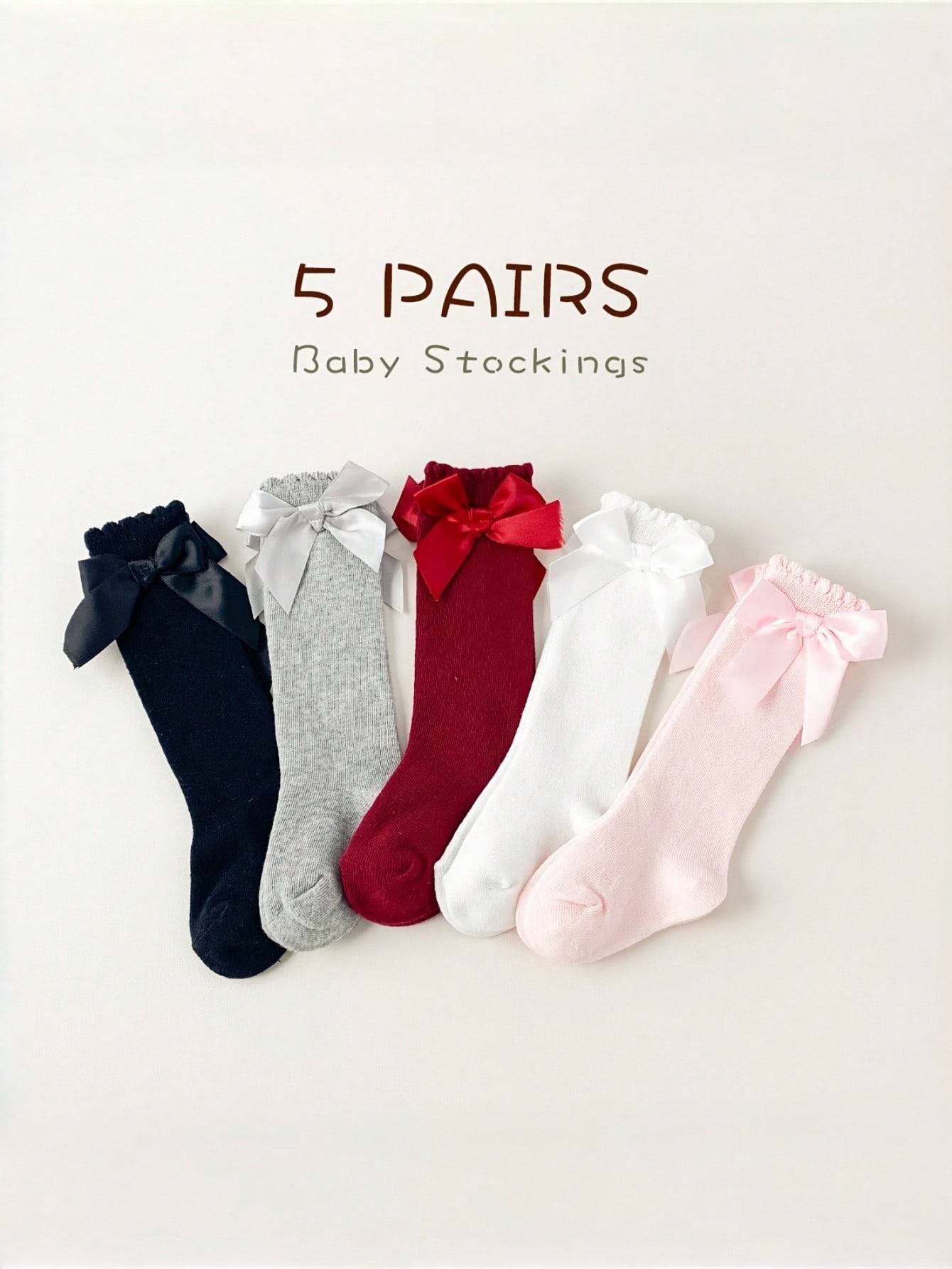 1/5 Pairs Baby Girls Bow Knee  - Baby Sock Oximeter review and price