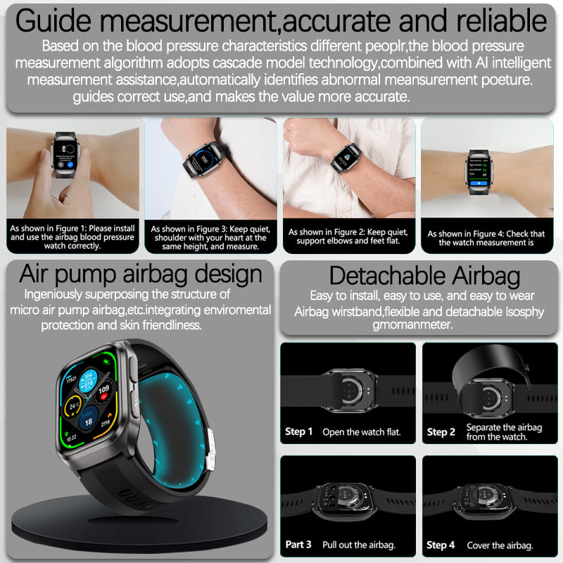 2026 New Blood Pressure Air Pu - Fall Detection Watch review and price